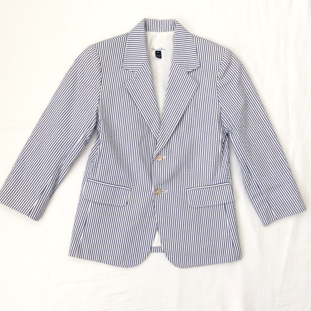 Boys 10, Navy seersucker blazer jacket